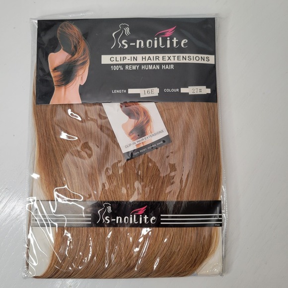 S-noilite Clip In Hair Extensions 100% Remy Human Hair 16E Color 27# - Picture 1 of 11